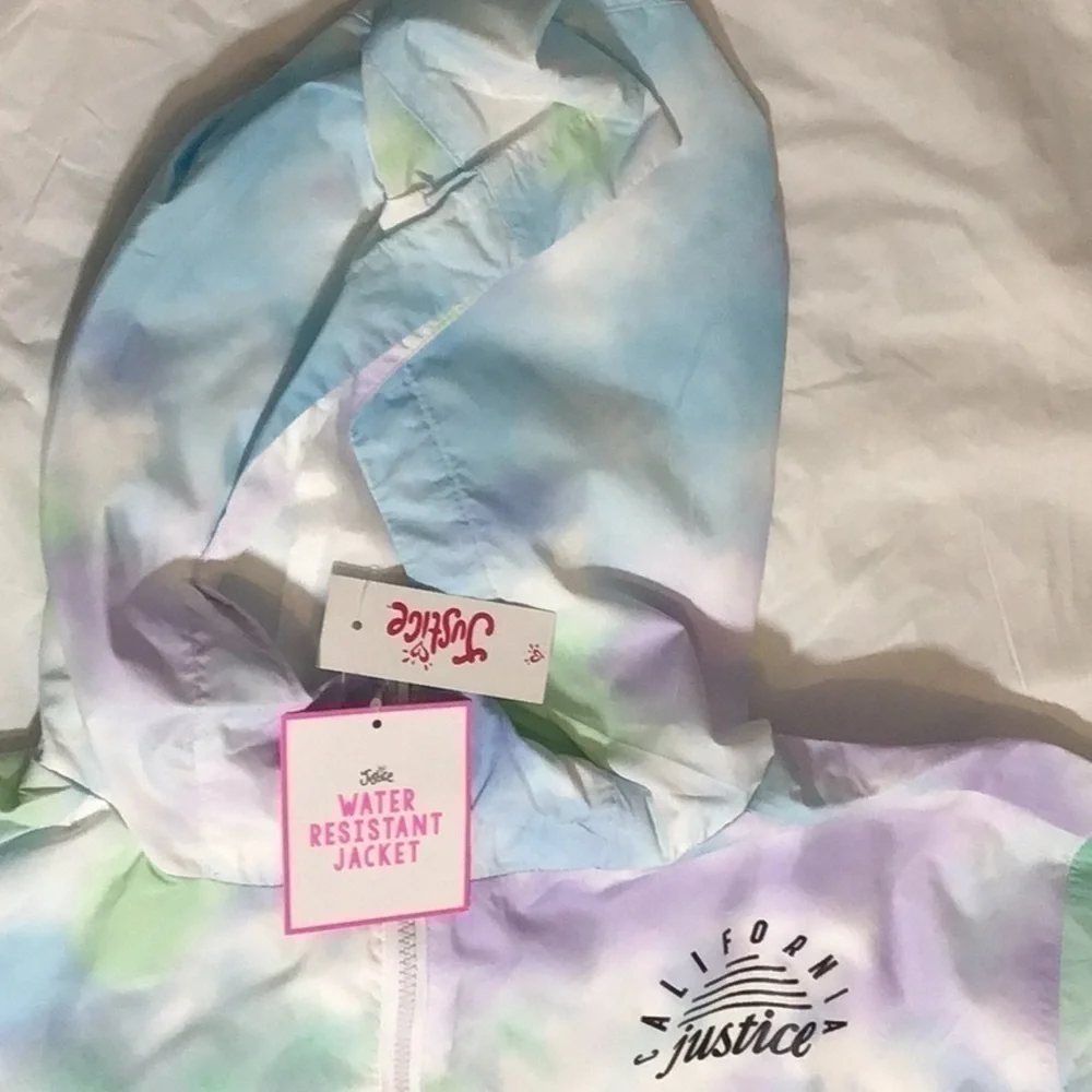 Justice Tie-Die Design Water Resistant Windbreaker Jacket